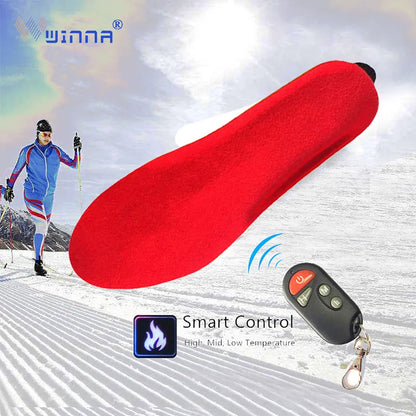 Winter Foot Warmer Insoles USB Electric Rechargeable Heated Shoes Insert Pads with Controller Outdoor Sports Thermal Insoles