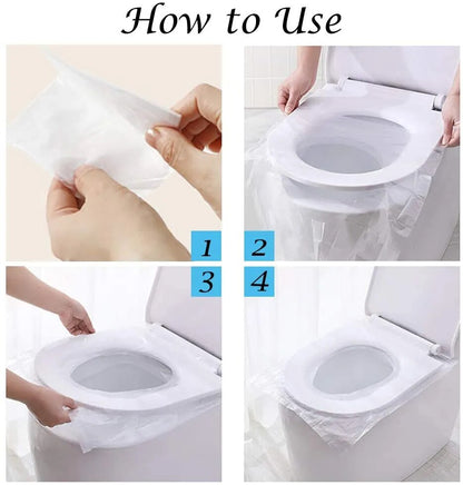 6/50PCS Biodegradable Disposable Plastic Toilet Seat Cover Portable Safety Travel Bathroom Toilet Paper Pad Bathroom Accessory