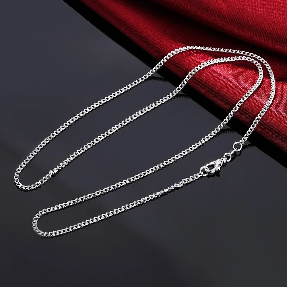 40-75cm  925 Sterling Silver Necklace 2MM String chain  Jewelrys