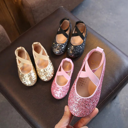 Girls Ballet Flats Dance Party Girls Shoes Fashion Crystal Shoes Bling Princess Performnce 5-12 Years Kids Shoes