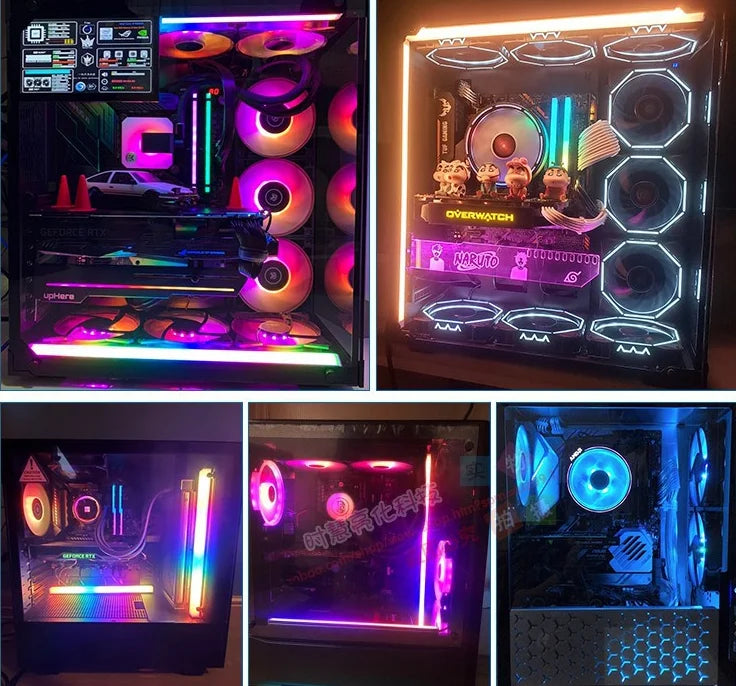 Boîtier PC RGB en alliage d'aluminium, 30cm, bande LED magnétique, barre lumineuse pour ordinateur, 5V/3 broches, carte mère ARGB, bande lumineuse pour jeu PC, bricolage