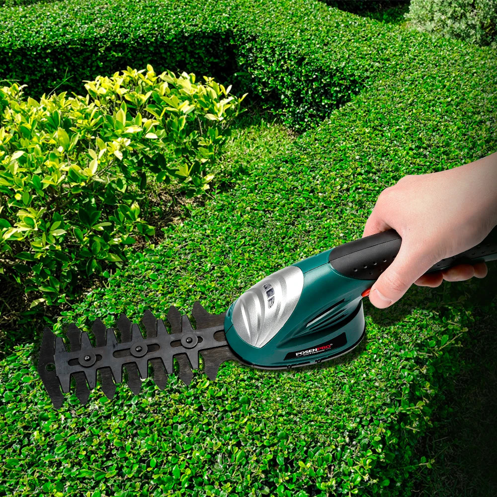 7.2V Cordless Grass Hedge Trimmer 2in1 Battery Rechargeable Shear Hedger PGHT7.2 Cordless Garden Tool posenpro