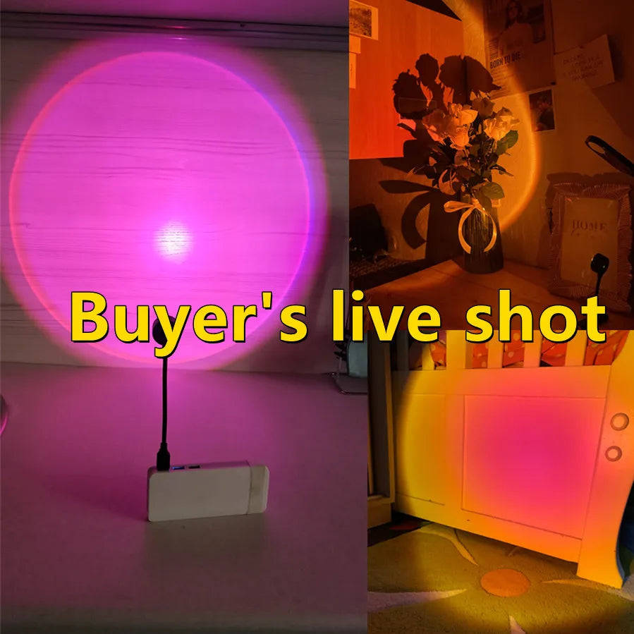 Led USB Sunset Lamp Projector Home Decor Night Light Portable Mood Light For Living Room Wall Photography Neon Lights