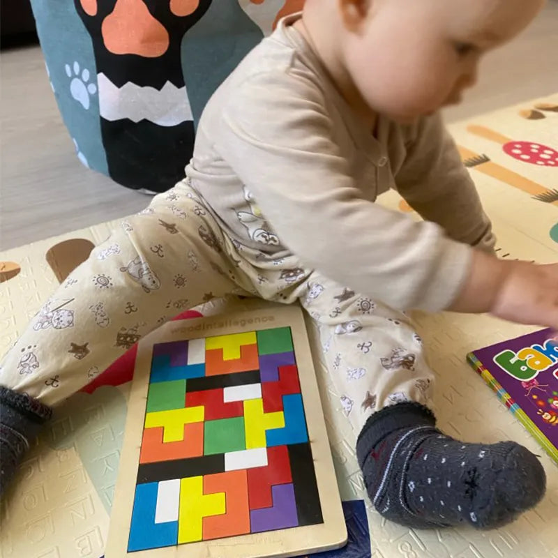 Puzzle Tangram en bois coloré pour enfants, jouets pour enfants, apprentissage, éducation, jeux de société, jouets pour enfants agités