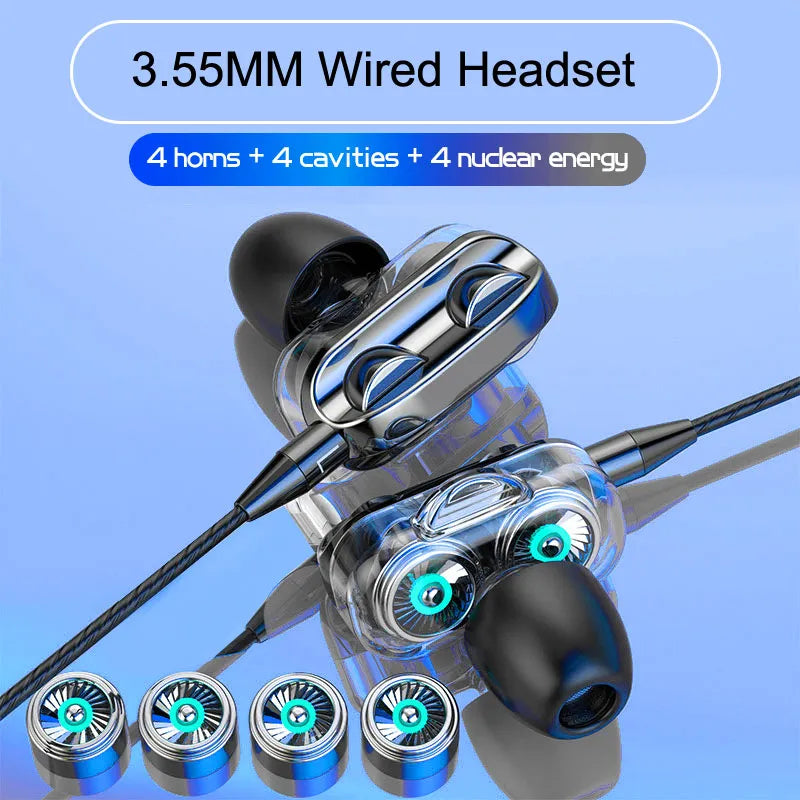 Wired Headset Earphones 3.5mm HiFi Stereo Noise Reduction Earbuds Sports Headphones with Mic for iPhone Xiaomi Huawei Samsung