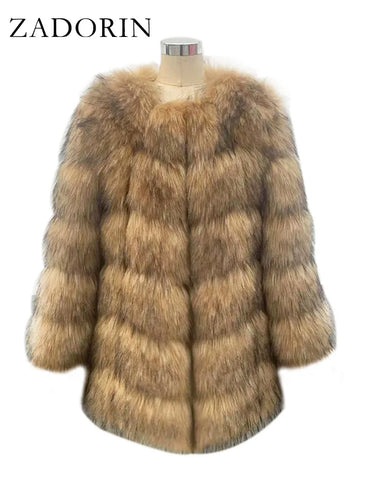 New Luxury Splicing Long Faux Fur Coat Women Thick Warm Winter Fashion Fluffy Faux Fur Jacket Coats for Women Outerwear