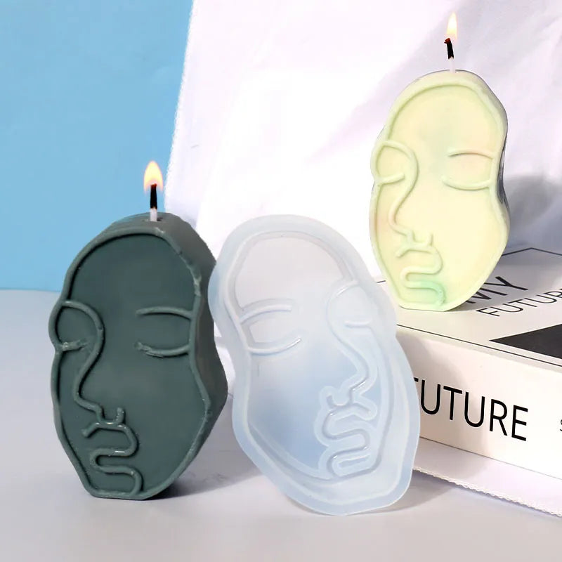 Nordic Design Silicone Candle Mold Handmade Abstract Human Face Plaster Epoxy Resin Aromath Soap Molds Home Decor Craft Gifts