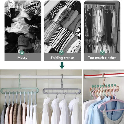 Space Saving Clothes Hanger Racks 9 Ports Drying Clothes Rack Magic Pant Rack Bedroom Wardrobe Coat Organizer Hangers Storage