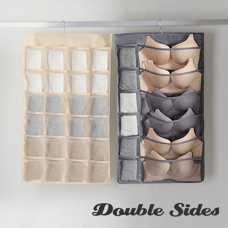 8-36 Grids Double-Side Underwear Bra Organizer Storage Washable Closet Door Hanging Bag Clothes Socks Short Divider Box for Home