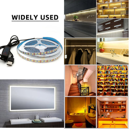 0.5-5M USB 5V LED Dual Color Strip Light Kit 120 LEDs/M 3000K 4000K 6000K CCT Flexible Tape Bar Lamp 4-Key 2M Dimmer Controller