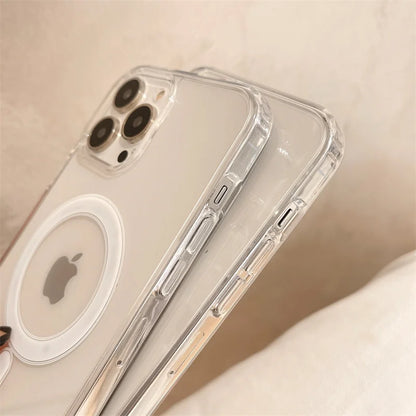 Original Clear Magsafe Magnetic Wireless Charging Animation Case For iPhone 16 15 14 13 12 11 Plus Mini Pro Max XS XR 7 8 Cover