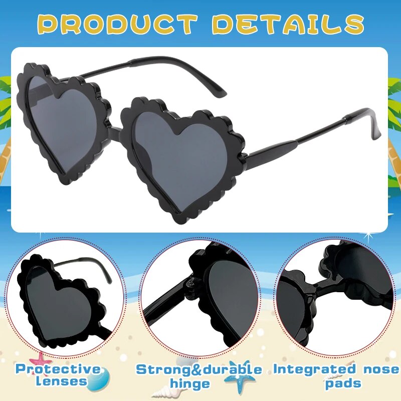 Lunettes de soleil rondes polarisées UV400 pour enfants, dessin animé, cœur, tournesol, fruits, oreilles de lapin, filles et garçons, pour l'extérieur