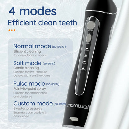 Portable Oral Irrigator With Travel Bag Water Flosser USB Rechargeable 5 Nozzles Water Jet 200ml Water Tank Waterproof