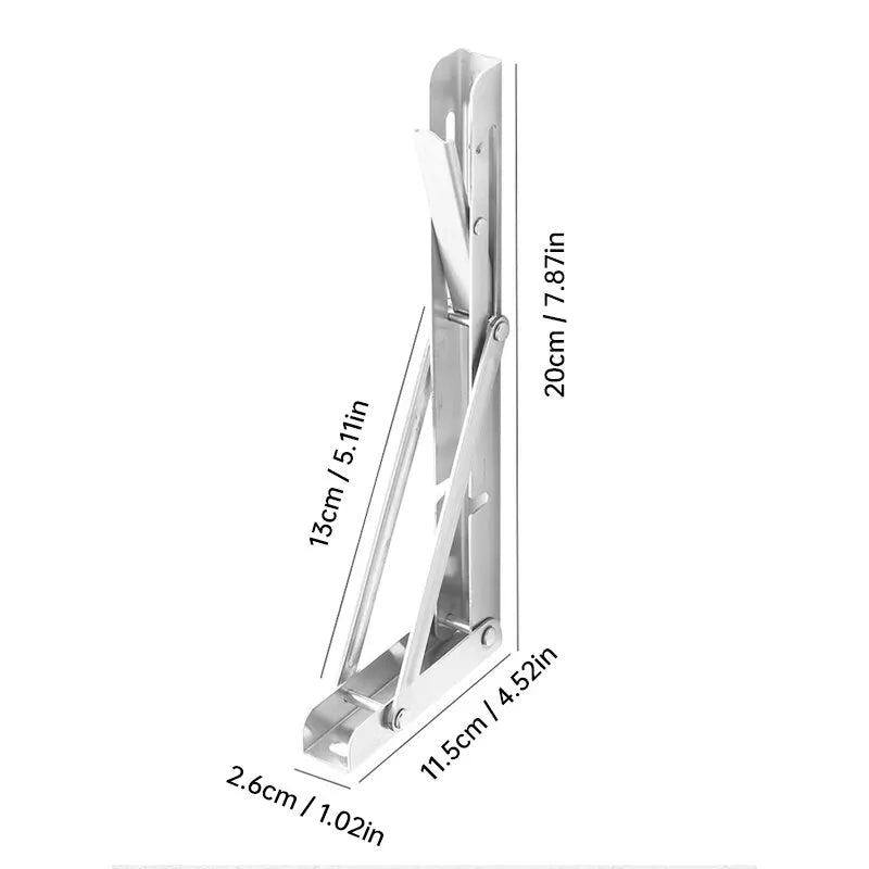 8inch 2pcs Heavy Duty Folding Shelf Brackets Triangle Straight Billy Bracket Wall Mounted Bench Table with Screws