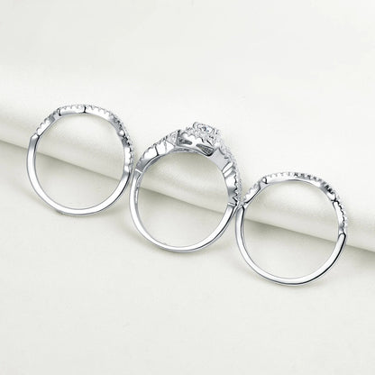 Ringar Set för kvinnor 3st Stapelbara 925 Sterling Silver Cut AAAAA Cubic Zircon