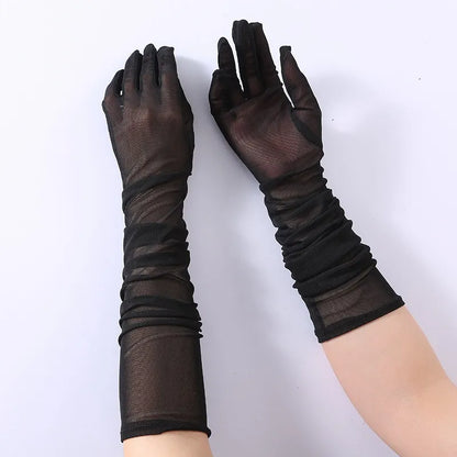 New Fashion Women Black Long Gloves Classic Opera Over Elbow Mitten Stretch Finger Wedding Sexy Gloves Driving Accessories