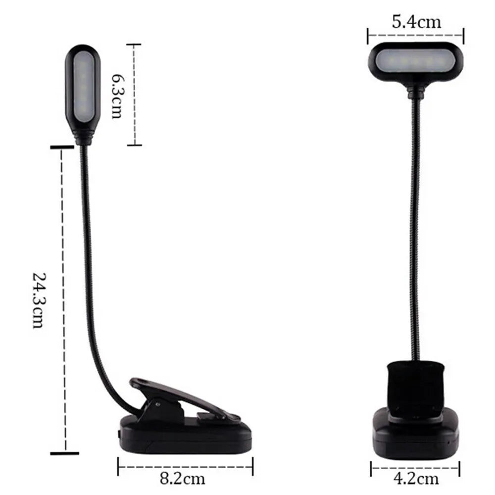 LED Eye Protection Book Night Light Adjustable Mini Clip-On Study Desk Lamp  Battery Powered Flexible for Travel Bedroom Reading