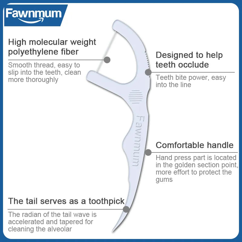 Fawnmum 100 st Tandtråd Tandtråd Plockar Tandpetare Tänder Stick Interdental borste Tandrengöring Tandtråd Pick Munvård