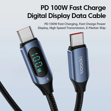 100W Display USB C To USB C Cable PD Fast Charger Cord Type C To Type C Cable For Xiaomi Poco Samsung Huawei MacBook iPad