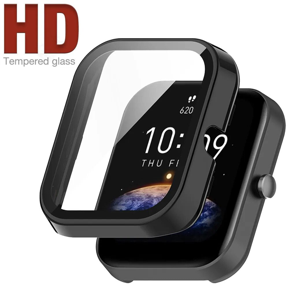 Case + Glass for Amazfit Bip 5 3 Pro Screen Protector All Around Coverage Protective Bumper Case Cover Anti-scratch Accessories