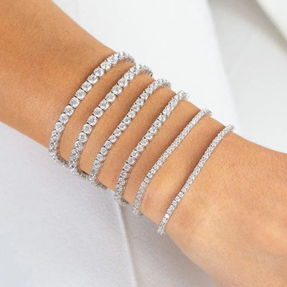 Tennisarmband för kvinnor Hip Hop Trendigt AAA+ Cubic Zirconia Silverfärgad Tonårsflicka Kristallkedja på handen Bröllopssmycken