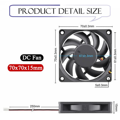 2pcs Gdstime 7cm 70mm 7015 DC 5V 12V 24V 2Pin 2Wire  70x70x15mm PC Laptop Computer Industrial Cooling Fan Sleeve Ball Bearing