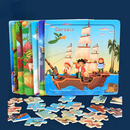 Puzzle 3d Montessori, 20 pièces, véhicule Animal de dessin animé, jeu de Puzzle en bois, jouets éducatifs d'apprentissage précoce pour enfants, nouvelle collection