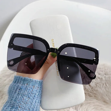 Oversized Sunglasses Man Woman Fashion Rimless Vintage Square Sun Glasses Eyewear Luxury Brand Design UV400 Female Shades