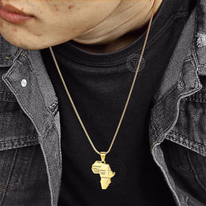 Necklace Stainless Steel Gold Color African Map