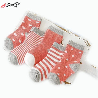 5Pairs Baby Socks Newborn Baby Boy Socks 0-1-3-7Y Kids Pure Cotton Animal Design Fadeless Soft Children's Socks for Girls