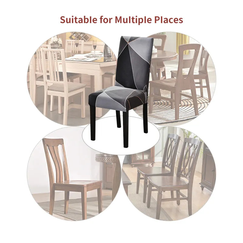 Geometric Dining Chair Cover Spandex Elastic Chair Slipcover Case Stretch Chair Covers for Wedding Hotel Banquet Dining Room