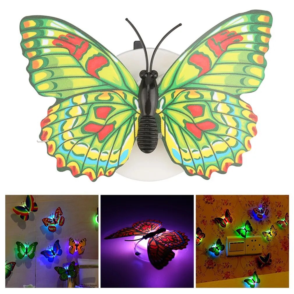 Butterfly Night Lights Pasteable 3D Butterfly Wall Stickers Lamps 1/5PCS Home Decoration DIY Living Room Wall Sticker Lighting