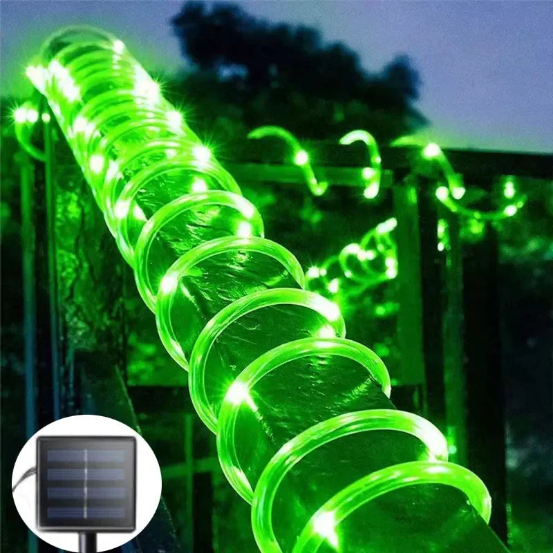 Solar Rope Lights Solar LED Light Path Deck Outdoor Garden Solar String Lights Waterproof Outdoor Lighting Strips 8 Light Modes