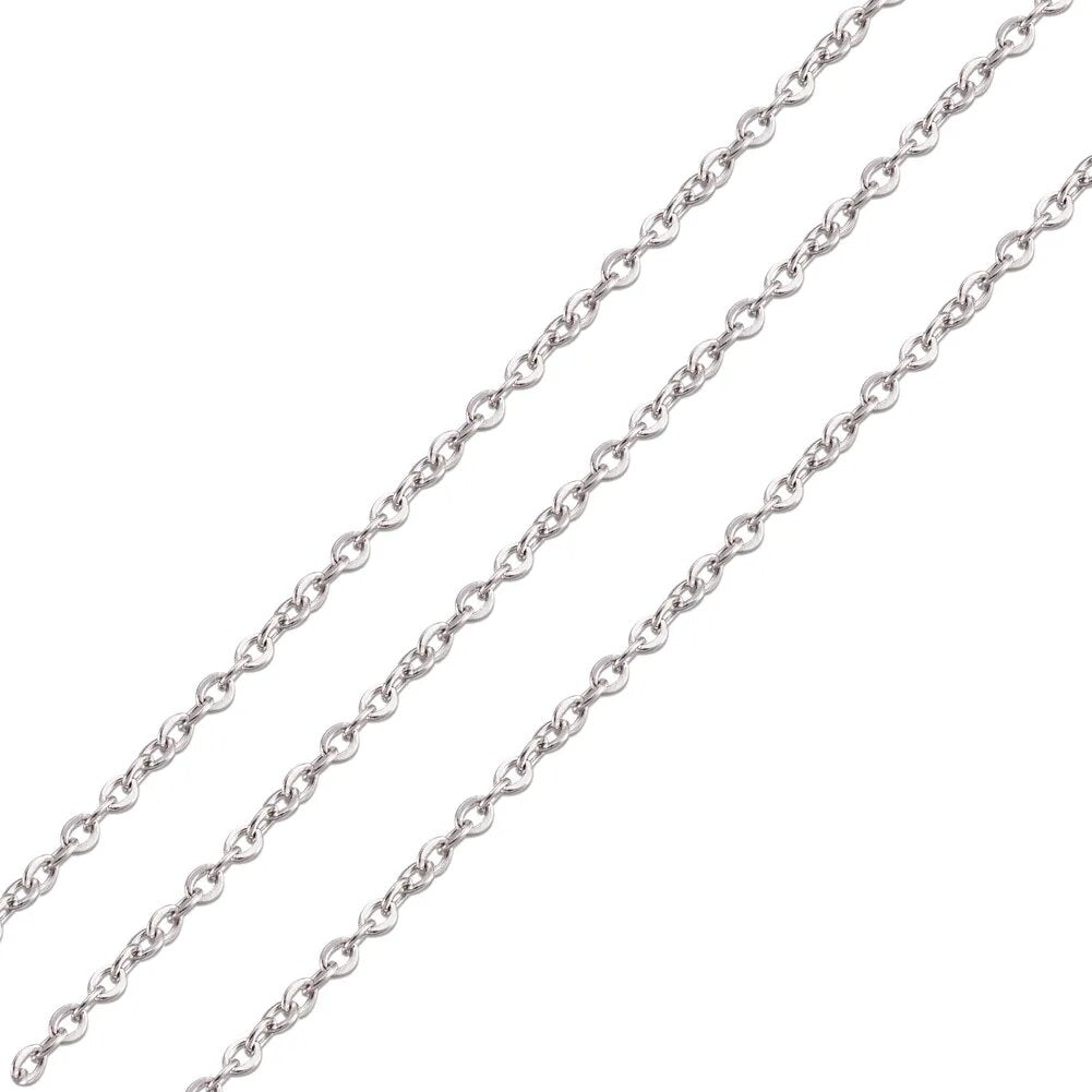 50m/roll 304 Stainless Steel Cross Chains Rolo Chain Curb Chain for Jewelry Making