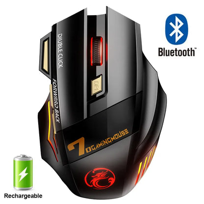 Uppladdningsbar trådlös mus Bluetooth Gamer Gaming Mus Dator Ergonomisk mus med bakgrundsbelysning RGB tysta möss för bärbar dator