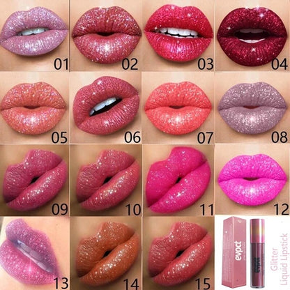 Vattentät Diamond Shimmer Glitter Lip Gloss 18 Färger Matt Glitter Flytande Läppstift Diamond Pearl Color Lip Gloss Sexig Make Up