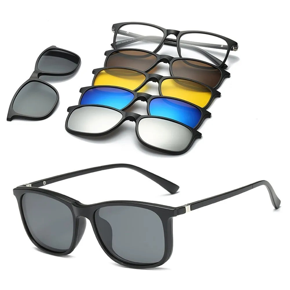 6 en 1 personnalisé hommes femmes polarisées optiques magnétiques lunettes de soleil Clip aimant Clip sur lunettes de soleil Polaroid Clip sur lunettes de soleil cadre