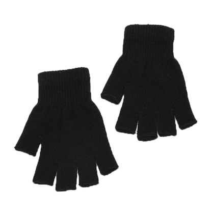 1 paire de gants de poignet tricotés noirs, courts, demi-doigts, sans doigts, chauds, extensibles, pour le travail, pour femmes et hommes, accessoires de cyclisme, hiver