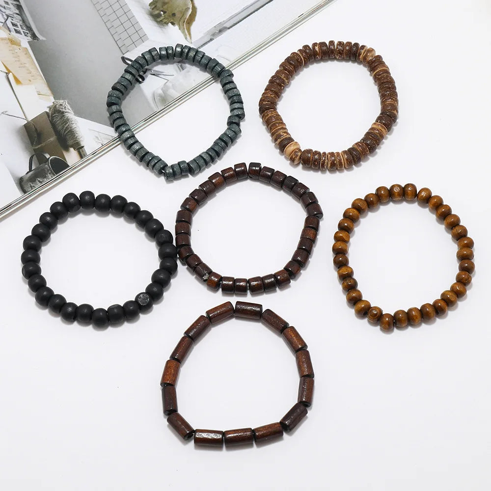 Multi-layer Buddha Bead Beaded Bracelets Men's Retro Style Multi-layer Elastic Thread Adjustable Wooden