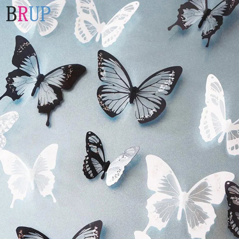 New 18pcs/lot Crystal Butterflies 3d Wall Sticker Beautiful Butterfly Living Room for Kids Room Wall Decals Home Decoration