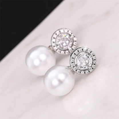 Huitan Delicate Imitation Pearl Earrings Bride Wedding Accessories Temperament Elegant Ear Earrings New Trendy Women Jewelry