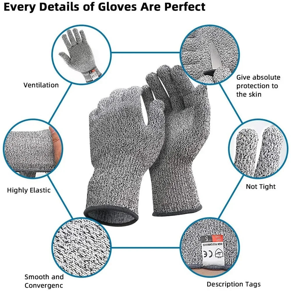 HPPE Level 5 Safety Anti Cut Gloves High-strength Industry Kitchen Gardening Anti-Scratch Anti-cut Glass Cutting Multi-Purpose