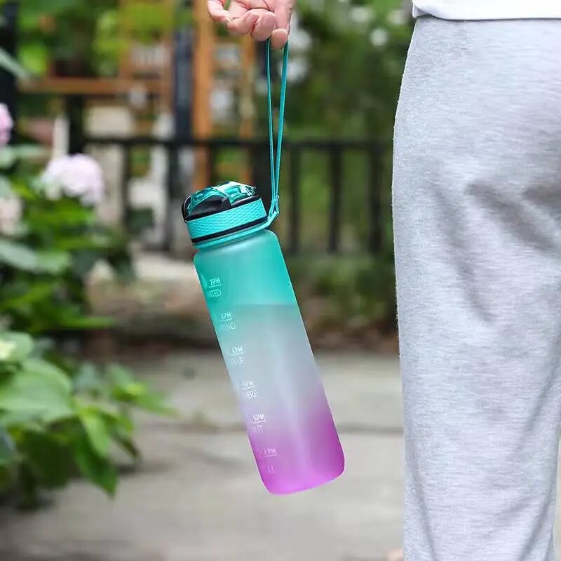 Bouteille d'eau de 1 litre, bouteille d'eau de sport de motivation, étanche