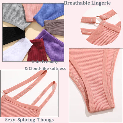 2PCS/Set Sexy Thongs Women Hollow Out G-String Low Waist Seamless Women's Panties Cotton Crotch Underwear Comfort Lingere S-XL