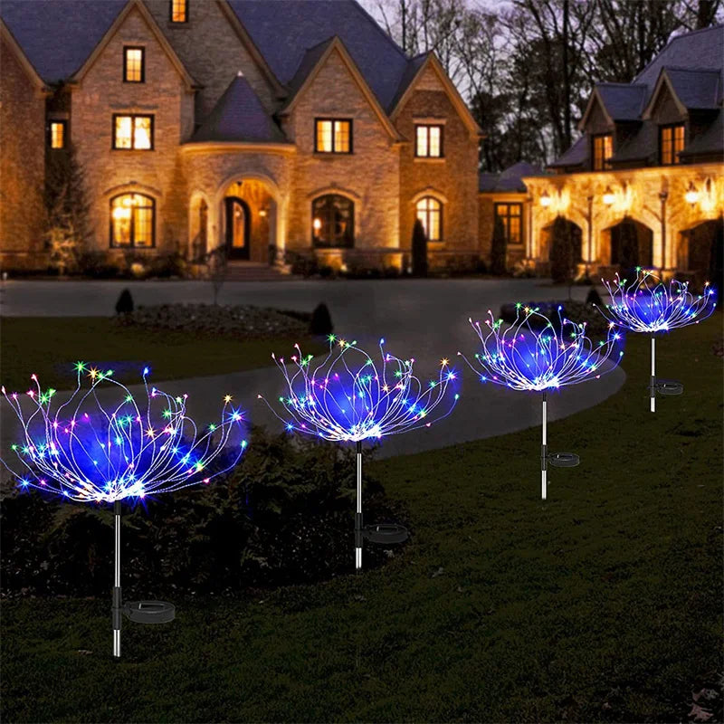 Outdoor LED Firework Lights Waterproof Solar Garland Light Garden Xmas Party Yard Lighting New Year's Eve Christmas Decor