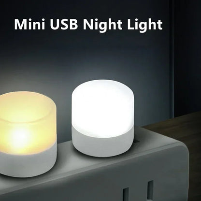 1-20Pcs Mini USB Night Light Warm White Eye Protection Book Reading Light USB Plug Computer Mobile Power Charging LED Night Lamp