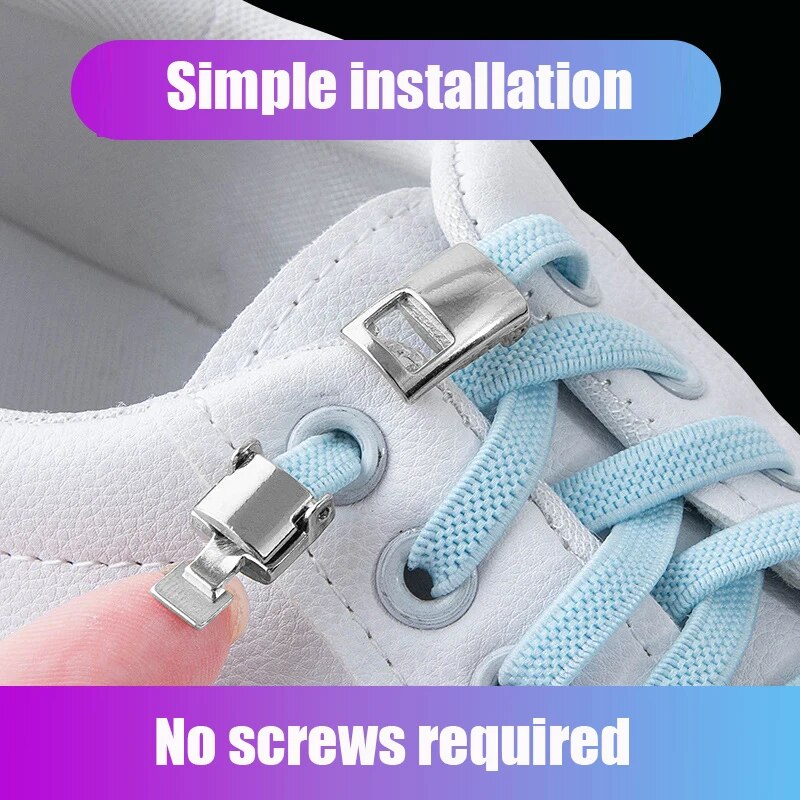 Cross Buckle Elastic Shoe Laces No Tie Shoelaces For Sneakers Flat Shoelace Kids Adult Elastic Laces One Size Fits All Shoes