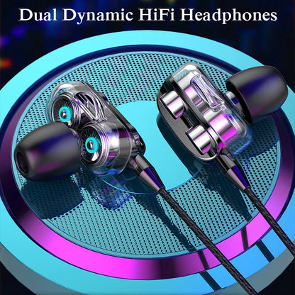 Wired Headset Earphones 3.5mm HiFi Stereo Noise Reduction Earbuds Sports Headphones with Mic for iPhone Xiaomi Huawei Samsung