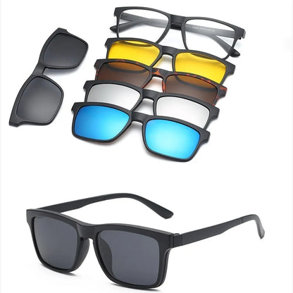 6 en 1 personnalisé hommes femmes polarisées optiques magnétiques lunettes de soleil Clip aimant Clip sur lunettes de soleil Polaroid Clip sur lunettes de soleil cadre