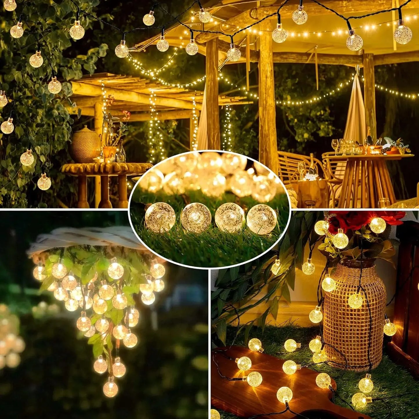 1pc Solar Crystal Ball Fairy String Lights 5M20L Outdoor Waterproof Christmas Decoration Camping Fairy Garland Garden Party